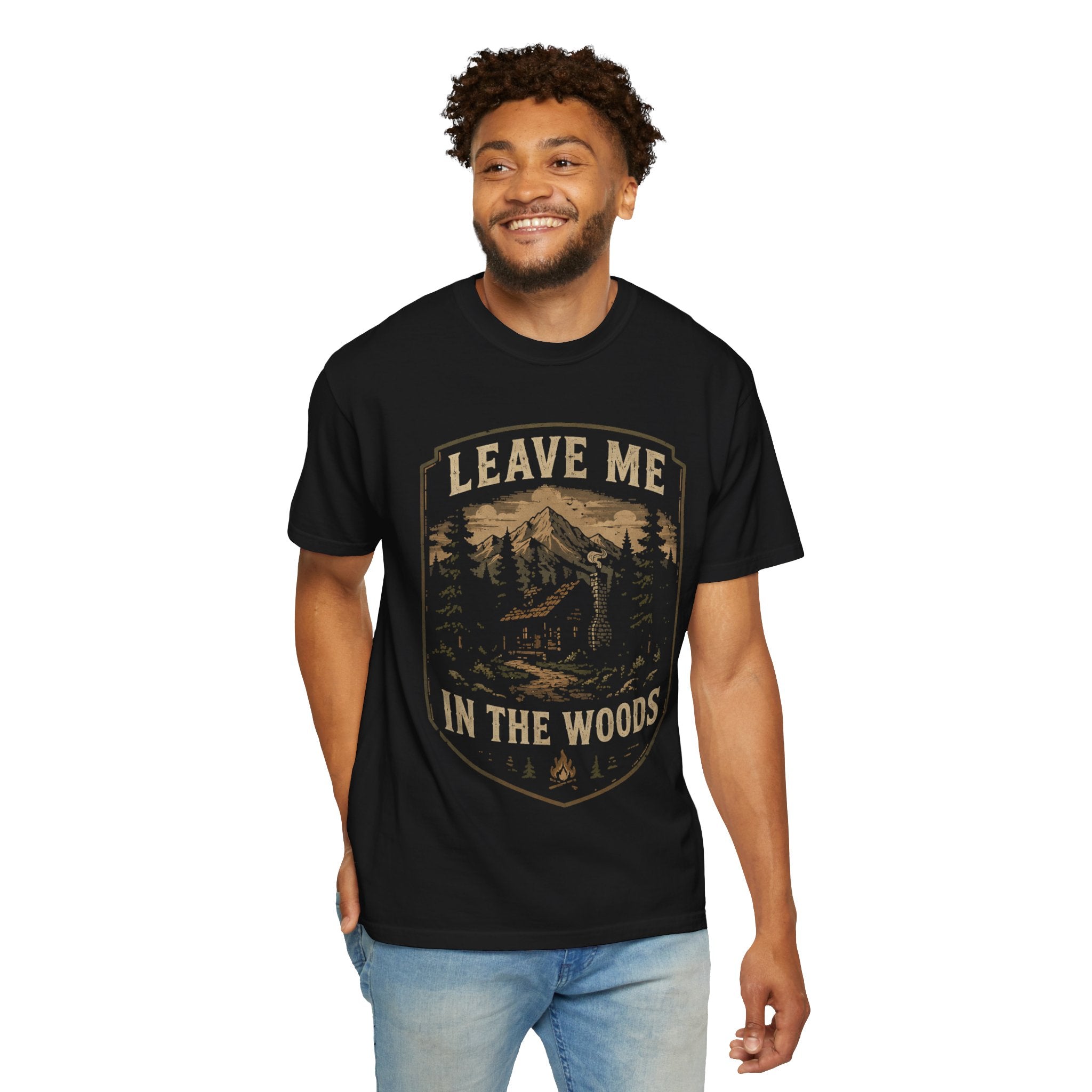 T-Shirt — 'Leave Me in the Woods' Cabin Adventure Graphic Tee