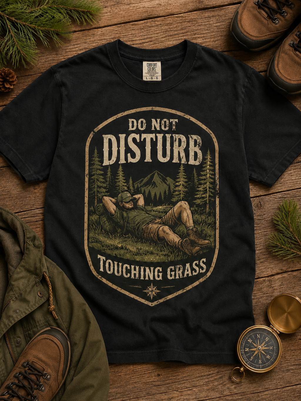 Do Not Disturb Touching Grass T-Shirt — Retro Outdoors Relaxation Tee